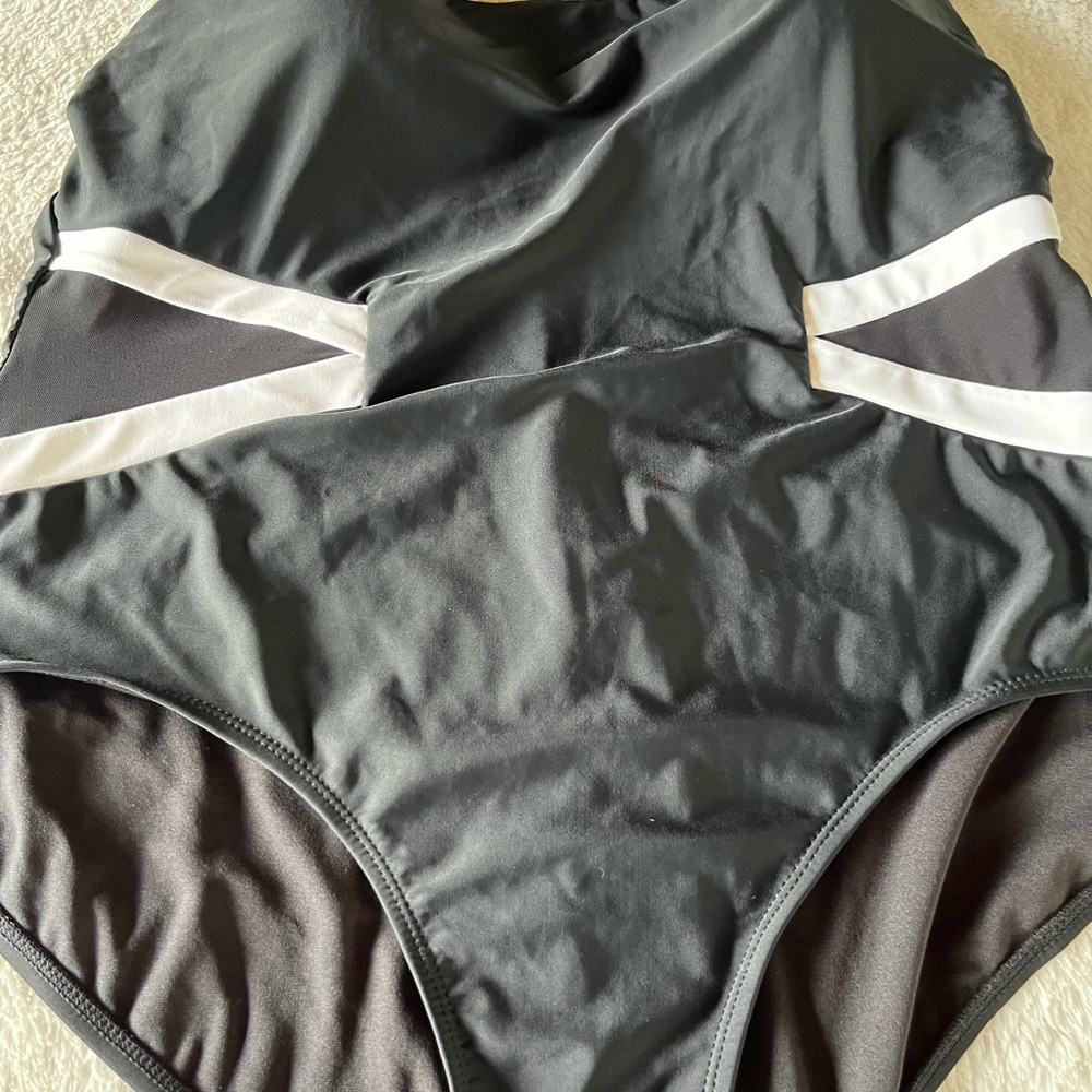 Catalina Black One-Piece Swimsuit with White Accent